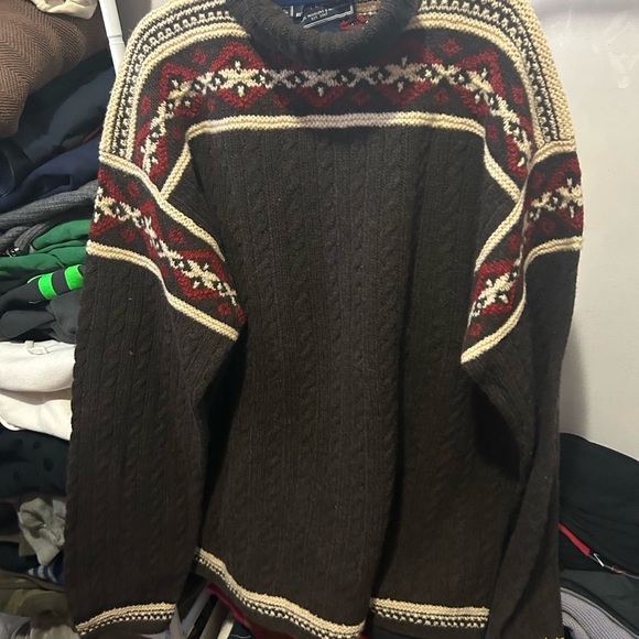 Polo Ralph Lauren Brown and Red Crewneck Sweater